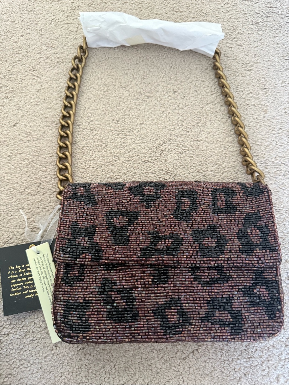 Beaded Leopard-Print Shoulder Bag